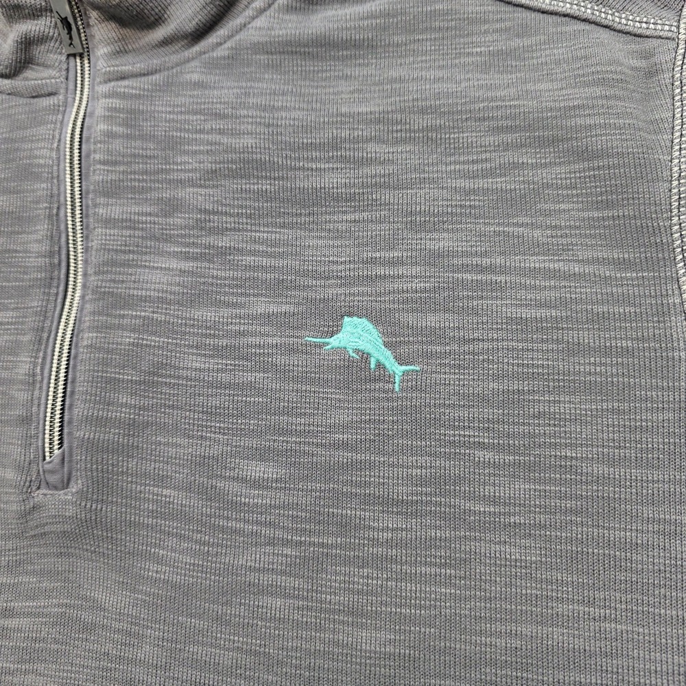 Tommy Bahama Tobago Bay Men's XXL Gray Cotton Tencel Quarter Zip Pullover Marlin - Picture 10 of 15